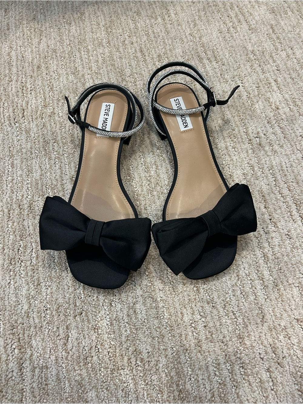 Steve Madden Black Bow Ankle Strap Sandals